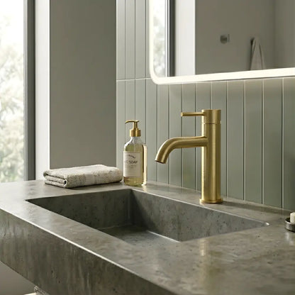 Robinet salle de bain or brossé