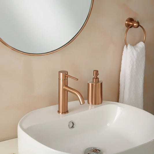 Robinet salle de bain or rose brossé – mitigeur lavabo inox à cartouche céramique