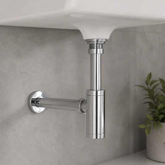 Siphon lavabo chrome – siphon bouteille en laiton, rallonge 45 cm