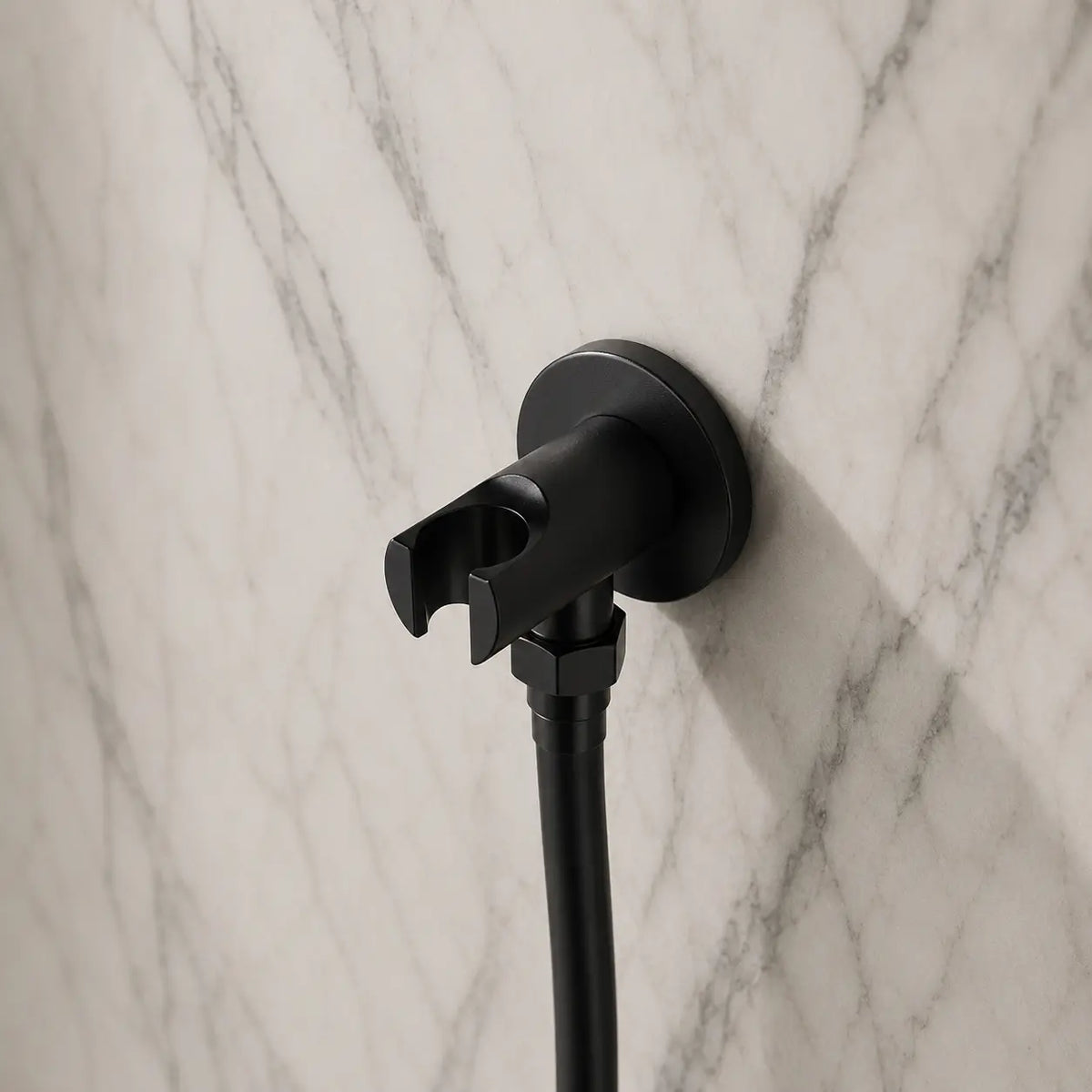Colonne de douche encastrée noir mat – deux platines rondes et douchette
