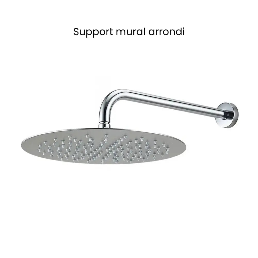 Colonne de douche encastrée chrome – boîtier thermostatique rond à deux molettes