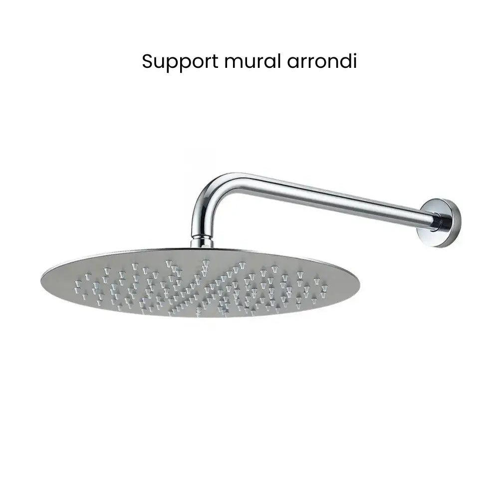 Colonne de douche encastrée chrome – bras long, deux commandes et douchette