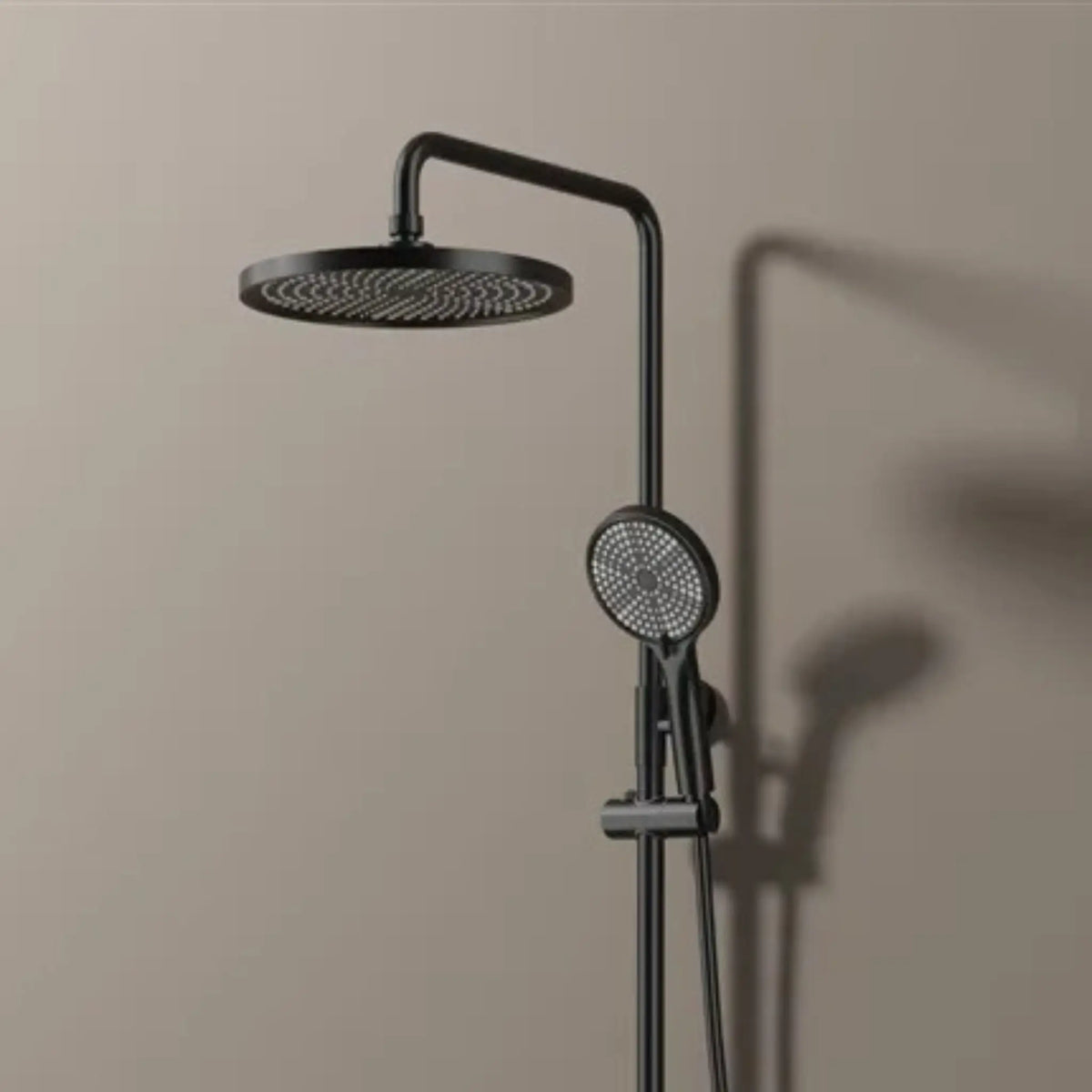 Colonne de douche thermostatique noir mat – bras de ciel à angle droit, hauteur réglable