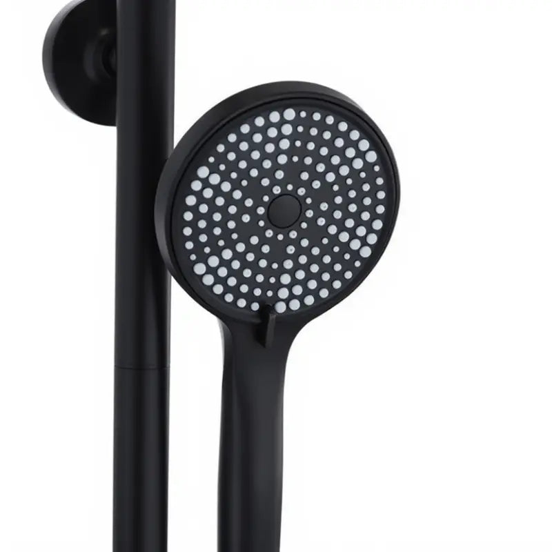 Colonne de douche thermostatique noir mat – bras de ciel à angle droit, hauteur réglable